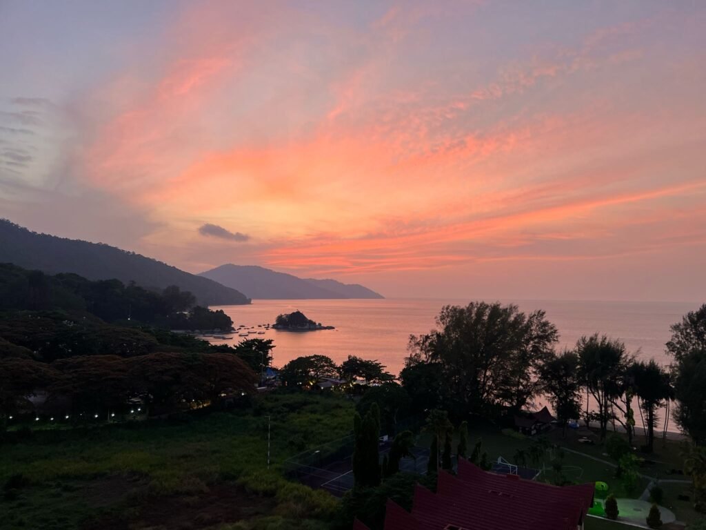 Uitzicht Penang oranje zonsondergang